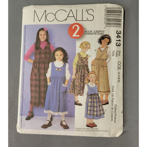 McCalls #3413 Sewing Pattern 2 Hour Jumpers Dresses Girls Size 3-4-5-6 UNCUT